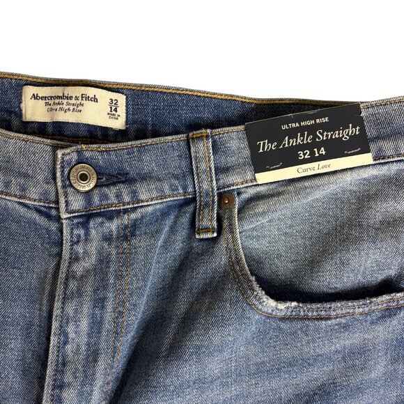 Abercrombie The Ankle Straight Ultra High Rise Curve Love Jeans Size 32-14 R NWT - Picture 3 of 6